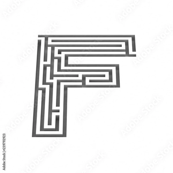 Fototapeta 3d render maze alphabet letter