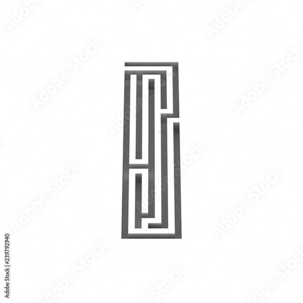 Fototapeta 3d render maze alphabet letter