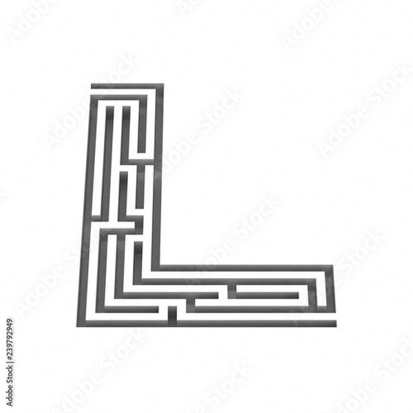 Fototapeta 3d render maze alphabet letter