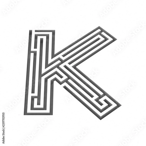 Fototapeta 3d render maze alphabet letter