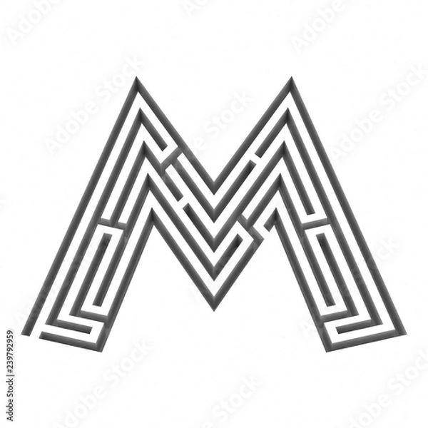 Fototapeta 3d render maze alphabet letter