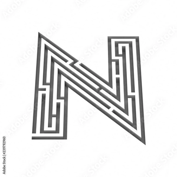 Fototapeta 3d render maze alphabet letter