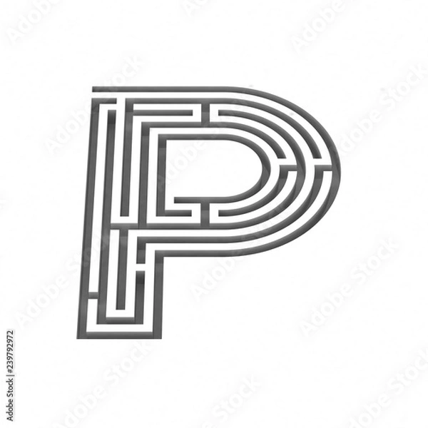 Fototapeta 3d render maze alphabet letter