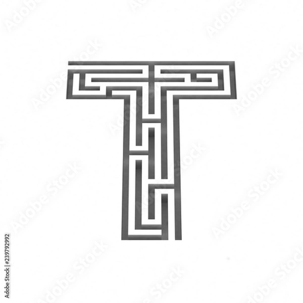 Fototapeta 3d render maze alphabet letter