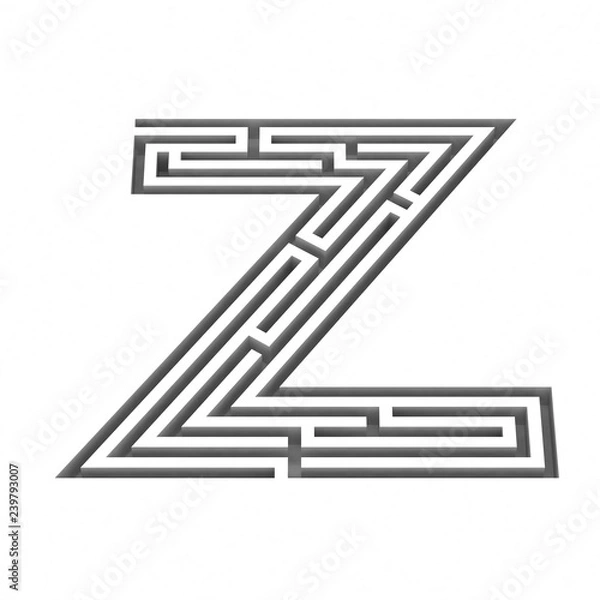 Fototapeta 3d render maze alphabet letter