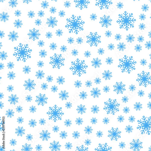 Fototapeta Seamless pattern of winter snowflakes vector background.