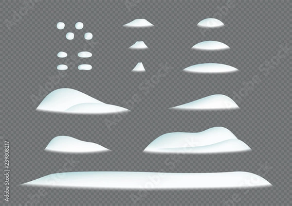 Fototapeta Stos śniegu Winter Snowdrift 3d ilustracji wektorowych elementów zestawu