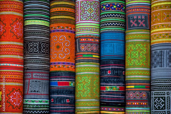 Obraz Embroidered panels decorating a wall. 