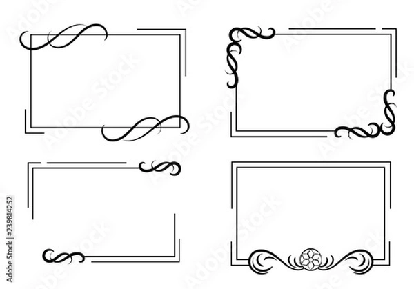 Obraz Set of vintage frames with scrolls element.