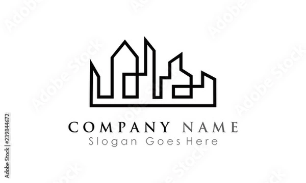 Obraz lineart city logo vector