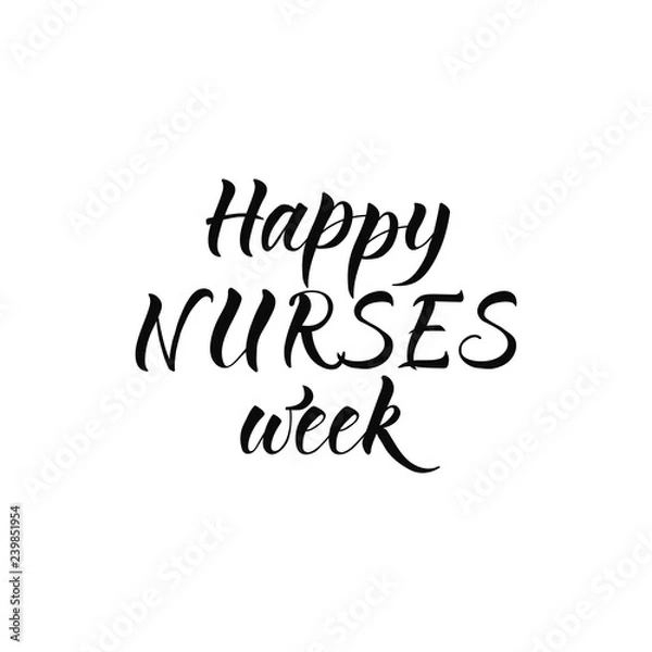 Fototapeta Happy nurses week. Hand drawn lettering background. Ink illustration.
