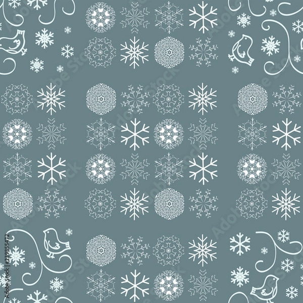 Obraz Vector seamless pattern with snowflakes. Winter background. EPS8
