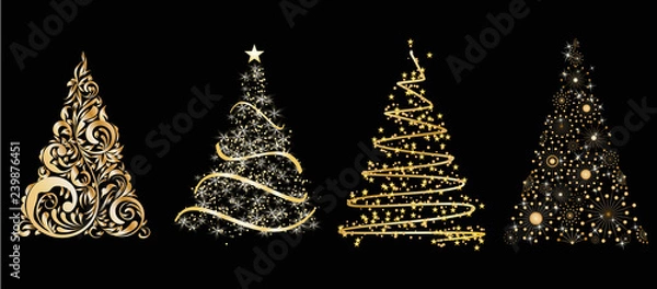 Obraz christmas tree card illustration