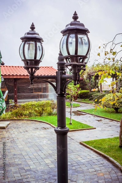 Obraz Interesting outdoor lighting lamps used for decor and night lighting.