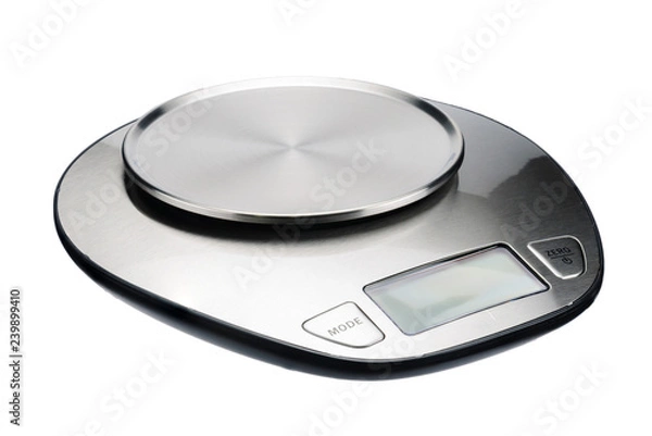 Obraz An electronic scale without a measuring cup isolated on white background.