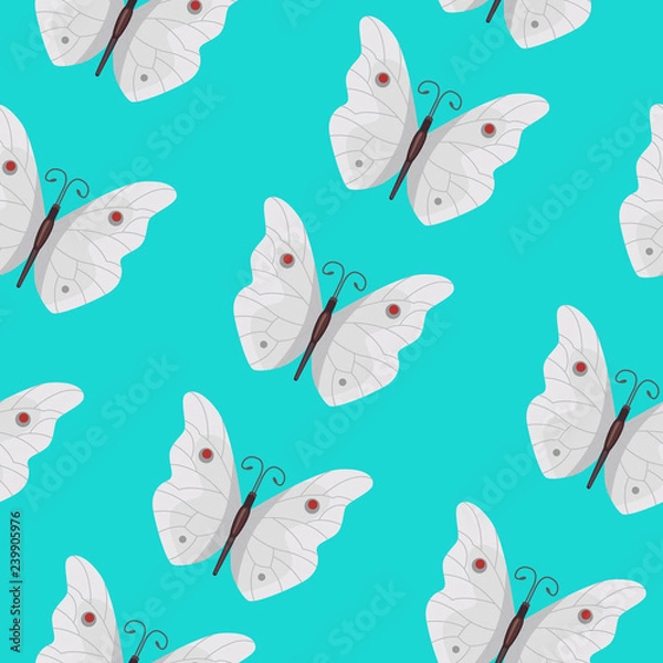 Fototapeta Butterfly seamless pattern vector. Summer butterflies background.