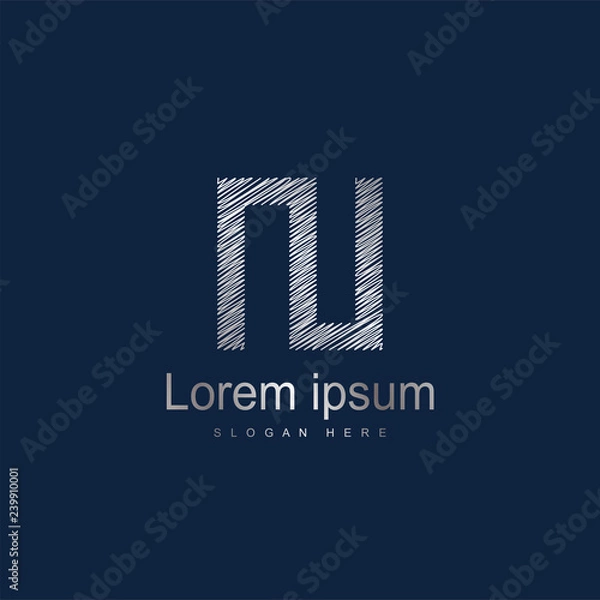 Obraz Initial Letter NU Logo Template Vector Design