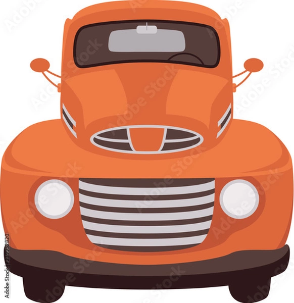 Fototapeta red vintage car, vector illustration, flat style