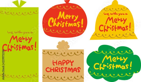Obraz クリスマス素材 メリークリスマス 描き文字 手描き