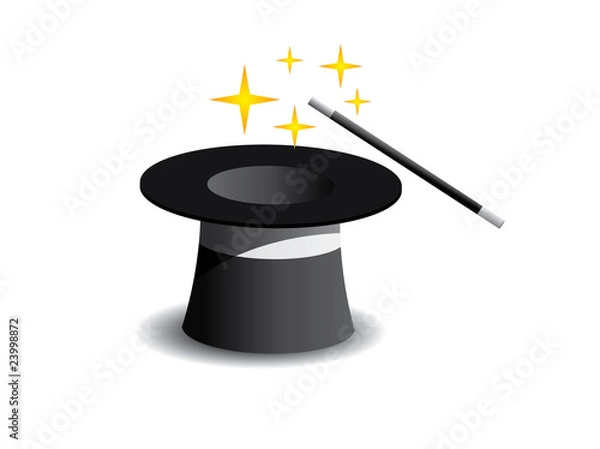 Fototapeta Vector magic hat isolated in white background