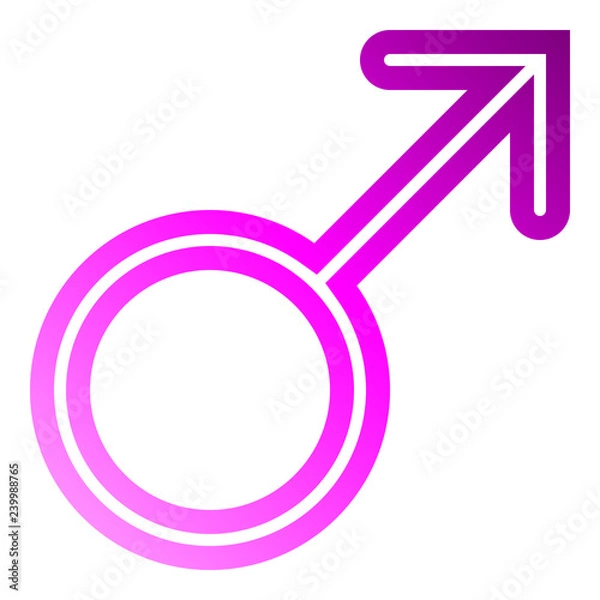 Fototapeta Male symbol icon - purple thin rounded outlined gradient, isolated - vector