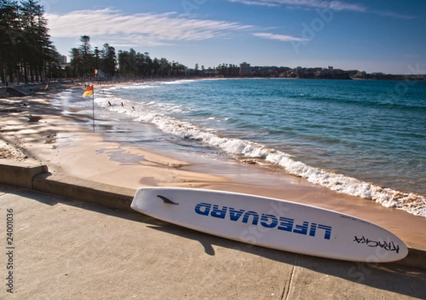 Obraz Lifeguard rescue surfboard on Manly Beach, Australia