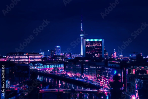 Fototapeta Panoramę Berlina w nocy