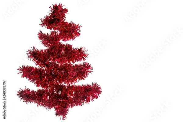 Fototapeta isolate of red tinsel in the form of a Christmas tree
