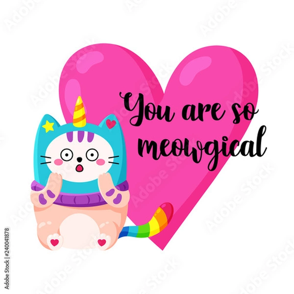 Fototapeta Cute cartoon vector doodle cat.