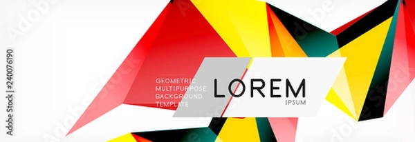 Fototapeta Triangle 3d polygonal art style. Future geometric design. Vector geometry futuristic illustration