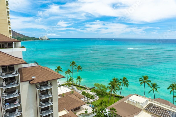 Fototapeta ホテルからみるハワイの風景