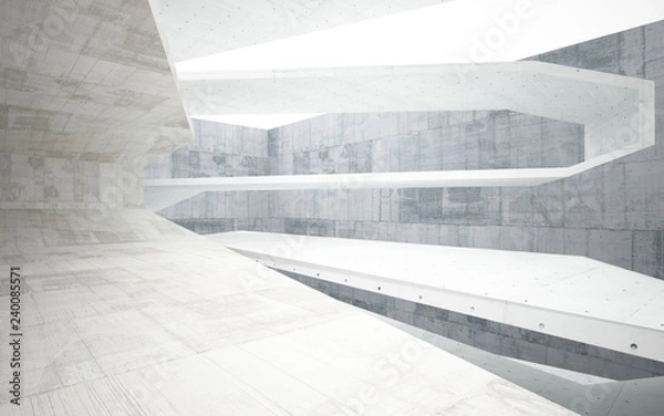 Obraz Abstract interior of glass and concrete. Architectural background. 3D illustration and rendering 