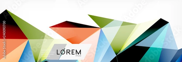 Fototapeta Triangle 3d polygonal art style. Future geometric design. Vector geometry futuristic illustration