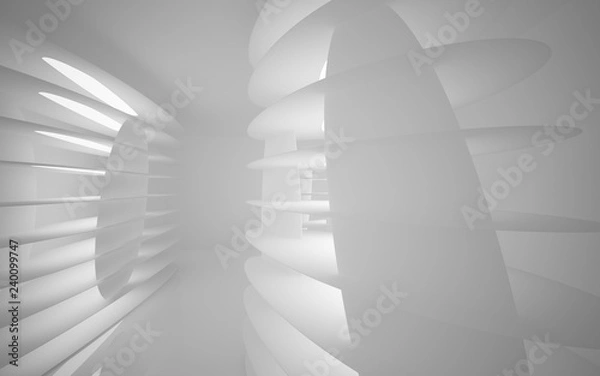 Fototapeta White smooth abstract architectural background. 3D illustration and rendering