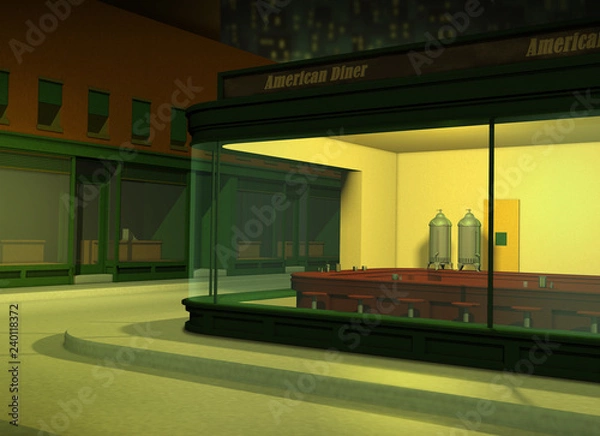 Obraz Empty American Diner at Night