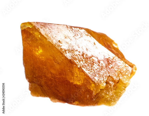 Obraz Natural rough piece of orange scheelite on a white background isolated