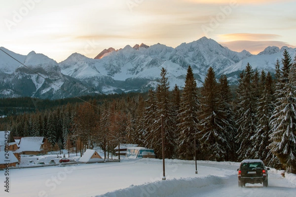 Obraz view from Polana Zgorzelisko to the Tatra Mountains, Tatra National Park, Poland