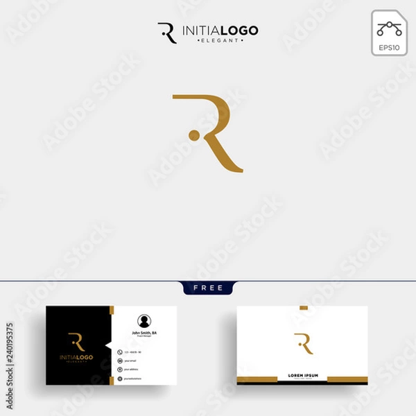 Fototapeta initial r luxury logo template vector illustration and business card design