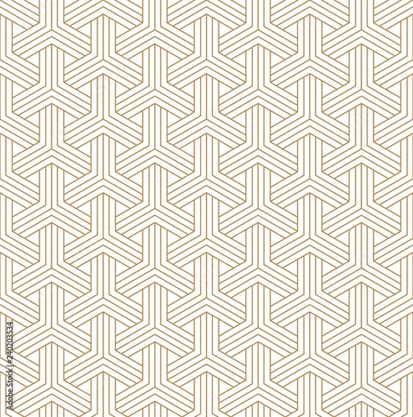 Fototapeta Seamless japanese pattern shoji kumiko in golden.