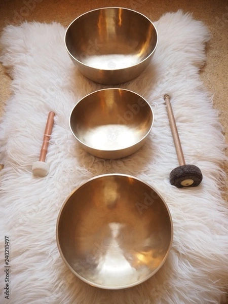 Obraz Tibetan singing bowls, sound of healing, Meditation and relax, sound bath.
