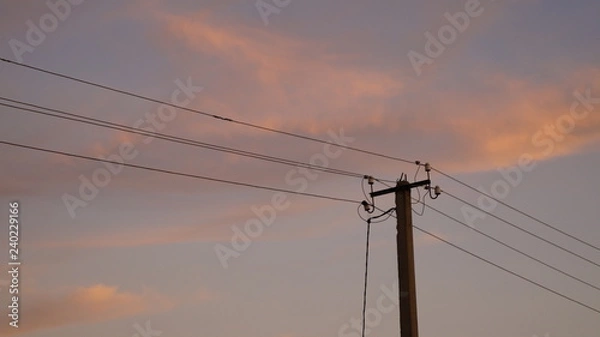 Obraz power lines and blue sky