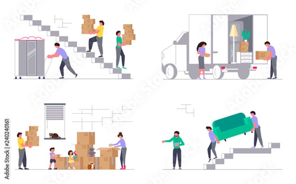 Obraz  Moving truck with movers