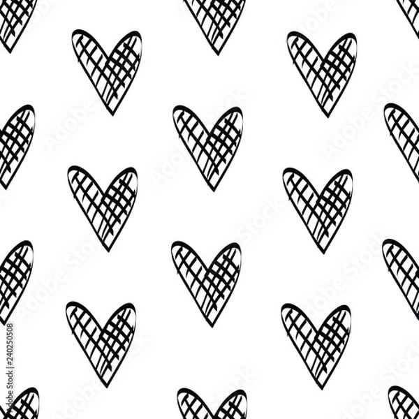 Fototapeta Hearts vector set. Hand drawn doodle vector isolated on background. Inked heart. Sketch style