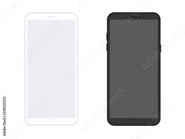 Obraz Realistyczna makieta smartfona. Telefon komórkowy z pustym ekranem na białym tle. Ilustracji wektorowych