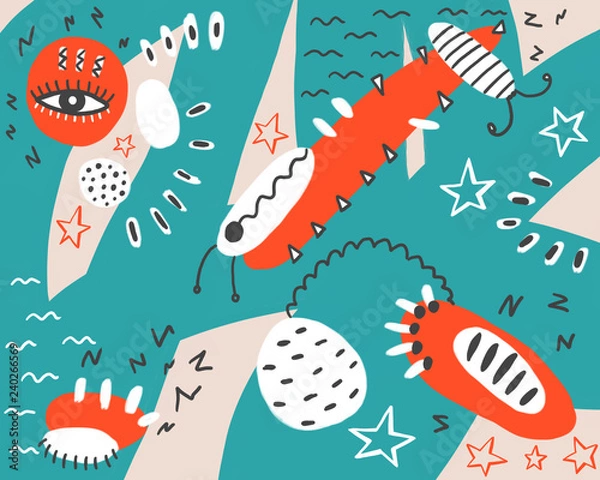 Fototapeta Abstract spotted illustration with stars