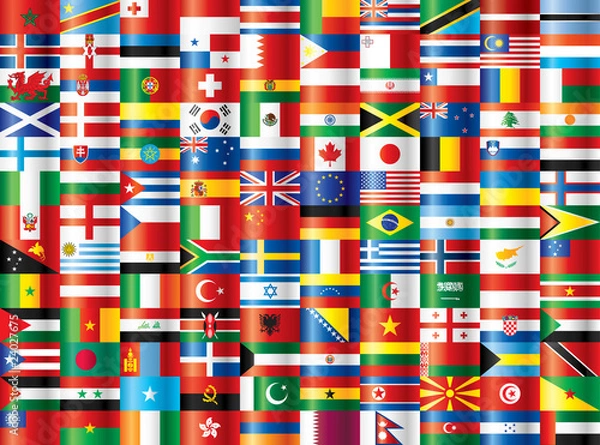 Obraz International glossy flags. 130 countries.