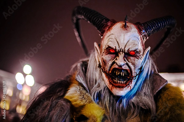 Fototapeta krampus masks to trieste by night