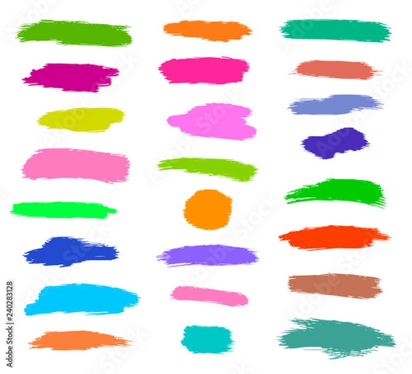 Obraz Dry brush, pen, marker, colored strokes set