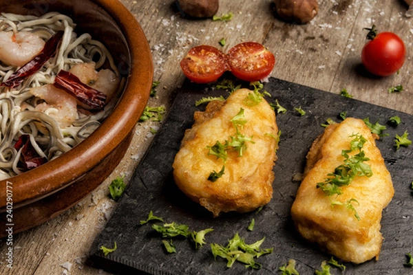 Obraz merluza con gulas tomate cherry