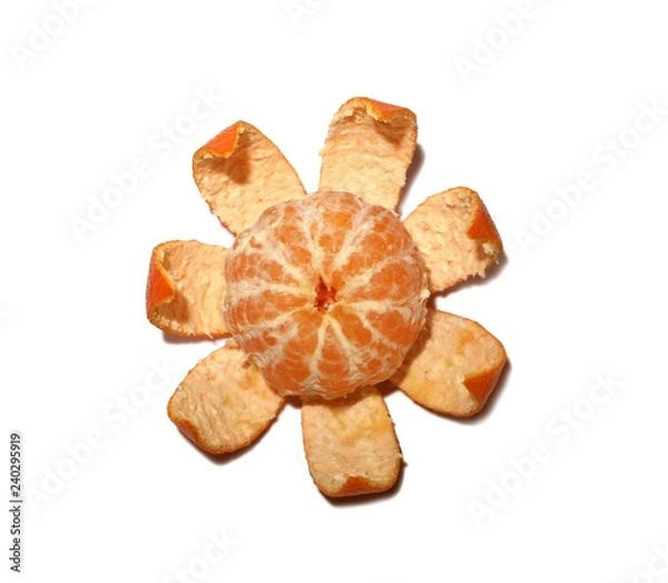 Obraz Juicy tangerine is isolated on a white background.